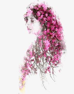 创意概念唯美花朵女性剪影高清图片