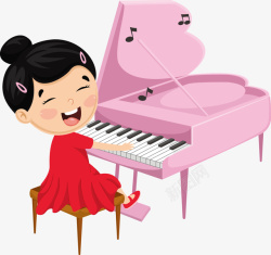 正在弹钢琴的女孩素材