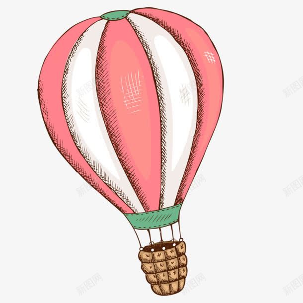 手绘粉色白色条纹热气球png免抠素材_88icon https://88icon.com 条纹 热气球 白色 粉色