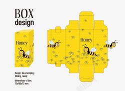黄色蜜蜂图案包装盒矢量图素材