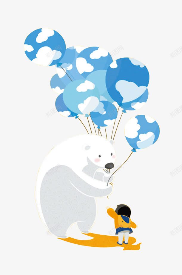 卡通手绘北极熊拿着热气球png免抠素材_88icon https://88icon.com 动物 北极星 卡通手绘 抓气球的熊 热气球