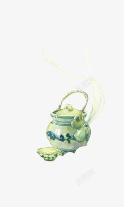 绿色茶壶古风素材