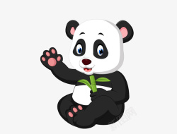 卡通熊猫素材可爱招手熊猫高清图片