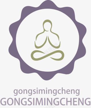 白底花纹瑜伽logo图标图标