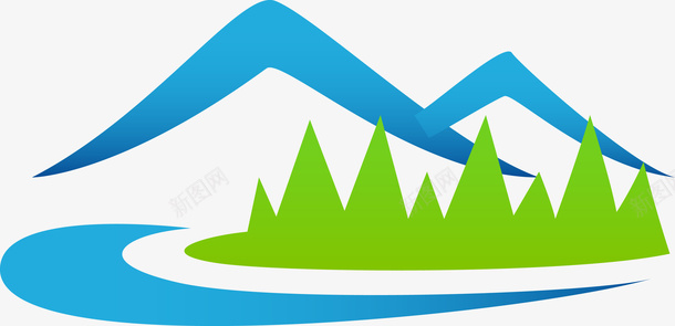 矢量矢量线条山水标志图标图标