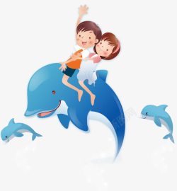 小孩骑大象海洋馆海豚高清图片