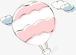 粉红气球手绘热气球高清图片