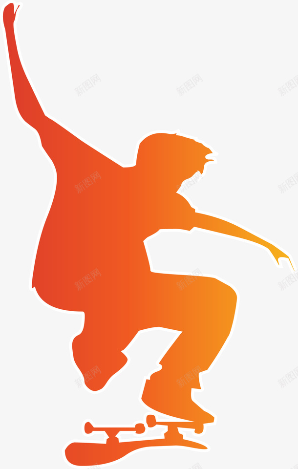 橙色渐变滑板少年png免抠素材_88icon https://88icon.com 6月21号 世界滑板日 嘻哈风 橙色人物剪影 流行 滑板少年 街头
