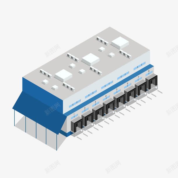 蓝色物流仓库分拨中心png免抠素材_88icon https://88icon.com 仓库 分拨中心 物流 蓝色