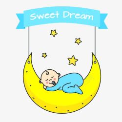 熟睡的婴儿在月亮上睡觉的宝宝高清图片