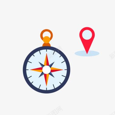 单旅行社旅行目的地指南针图标矢量图图标