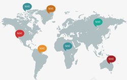 分布地图世界地图标注PPT元素高清图片