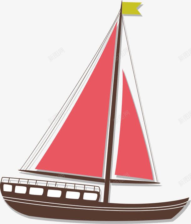 帆船png免抠素材_88icon https://88icon.com VI 单体帆船 卡通 帆船 手绘 海 红船 红色 船
