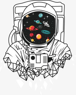 太空帽宇航员与行星矢量图高清图片