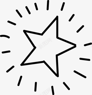 五角星图案黑色线条简笔画发光五角星图标图标