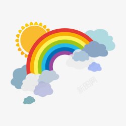 太阳彩虹手绘卡通彩虹云彩高清图片