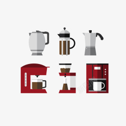 意式风情扁平化咖啡壶咖啡器具矢量图高清图片
