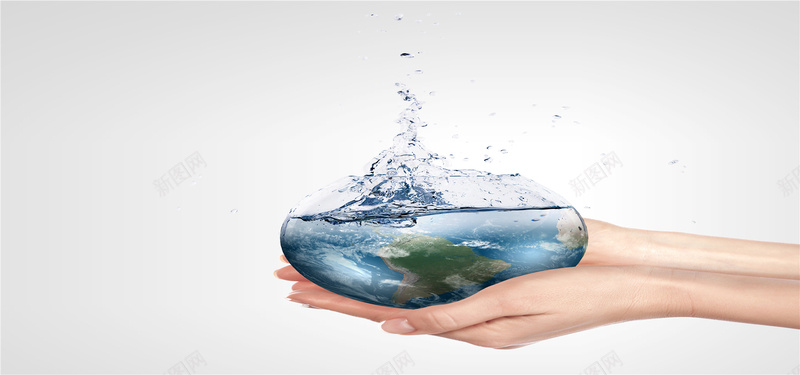 创意水中的地球环保海报背景背景