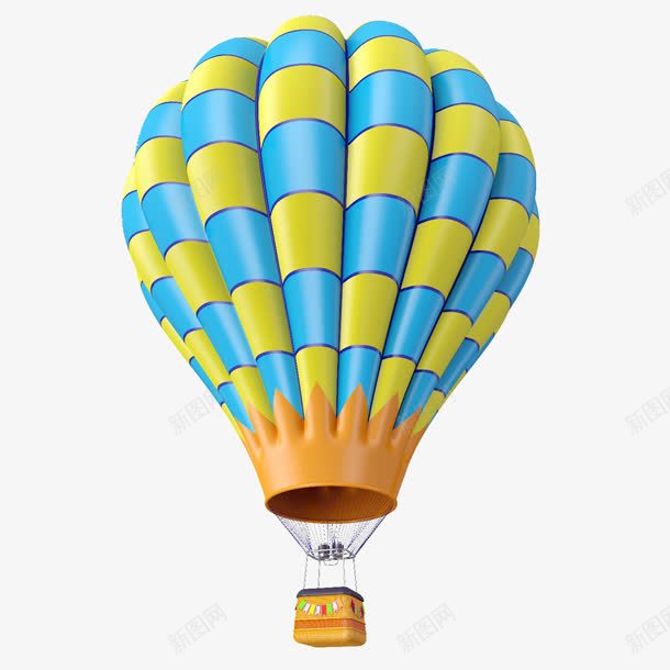 黄蓝色条纹热气球装饰png免抠素材_88icon https://88icon.com 条纹 热气球 蓝色 装饰