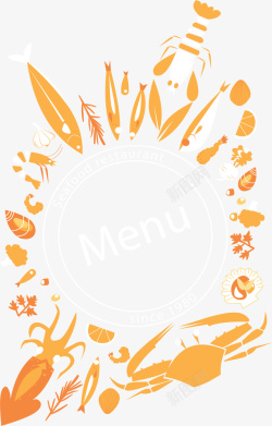 橘色海鲜食材菜单矢量图素材