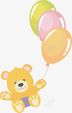 牵着气球儿童节牵着气球的小熊玩偶高清图片