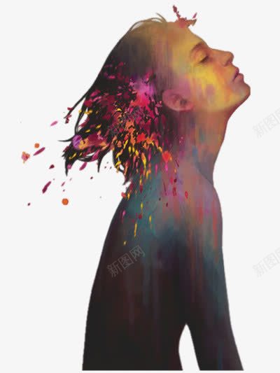 水彩画女人侧脸png免抠素材_88icon https://88icon.com 人物侧脸 女人 水彩画