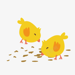 小鸡啄米正在捕食的小鸡矢量图高清图片