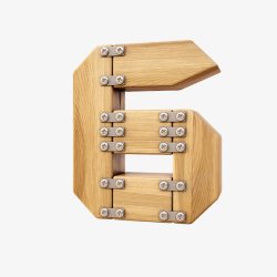 木质英文字母木板数字6高清图片