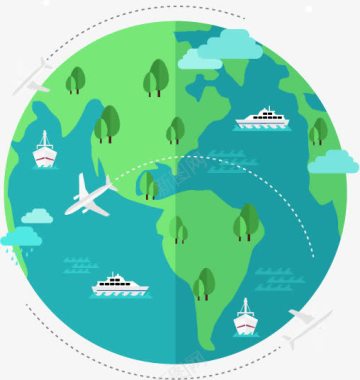 森林创意环球旅行地球插画图标图标