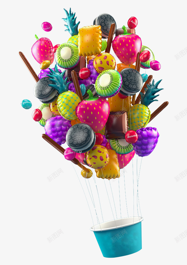 水果气球冰淇淋png免抠素材_88icon https://88icon.com 冰淇淋 彩色 气球 水果 甜食 美味