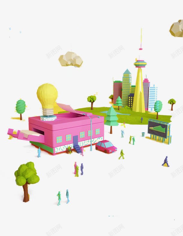 卡通3D城市png免抠素材_88icon https://88icon.com 3D c4d素材 三维 创意平面素材 城市 建筑 立体