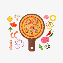 绿椒圈意大利菜披萨食材矢量图高清图片