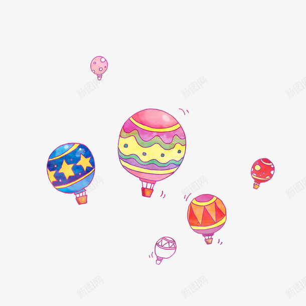 可爱五彩热气球png免抠素材_88icon https://88icon.com 卡通热气球 可爱 热气球 空气球 粉色热气球