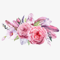 春天手绘粉色花卉素材
