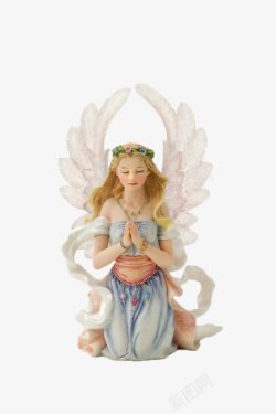 双手合十复古天使雕塑高清图片