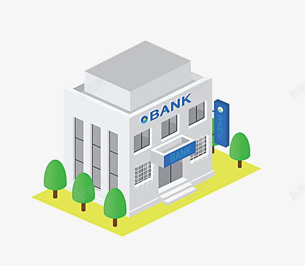 手绘银行外景png免抠素材_88icon https://88icon.com bank 金融 金融服务 银行 银行外景 银行网点