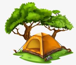 简单帐篷卡通帐篷树木高清图片
