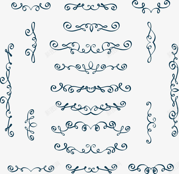蓝色欧式花藤分隔栏矢量图ai免抠素材_88icon https://88icon.com 分割线 分隔栏 复古风 复古风导航栏ppt 欧式花藤 矢量png 矢量图 蓝色花藤