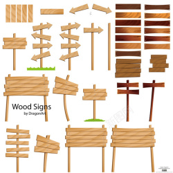 指示牌标志木头指示牌箭头标志矢量图高清图片