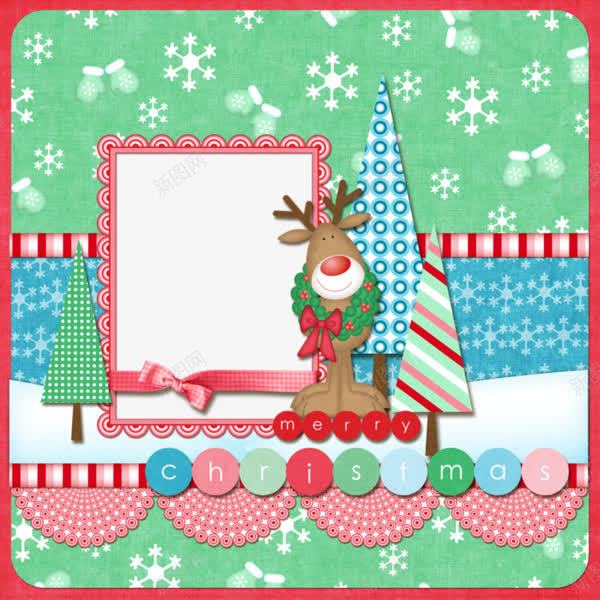 卡通画册圣诞麋鹿相框png免抠素材_88icon https://88icon.com 卡通手绘 画册装饰 相框边框 麋鹿装饰