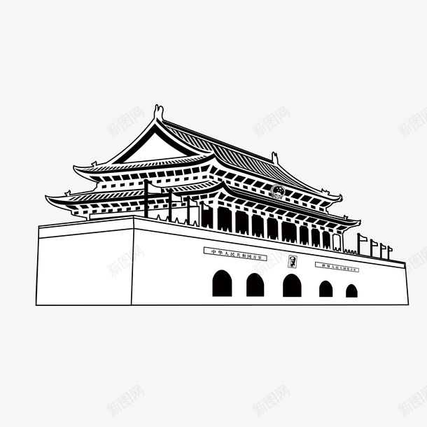 天安门线条案矢量图ai免抠素材_88icon https://88icon.com 侧面 天安门 天安门素描 手绘 烈士 烈士纪念日 矢量图 纹路 线条 装饰 质感