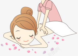 中式按摩卡通女孩美容养生护肤按摩高清图片