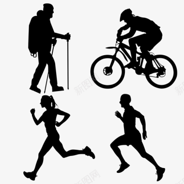 跑步运动骑行图标图标