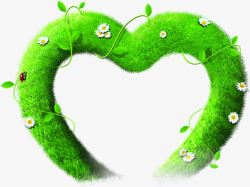 创意手绘合成绿色的爱心形状藤蔓造型素材