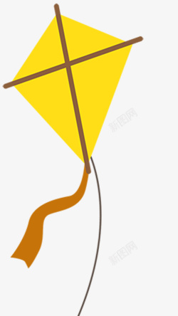 黄色手绘简约风筝素材