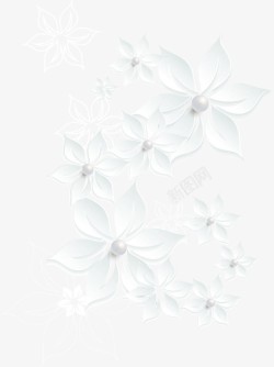 珍珠花朵手绘花朵边框高清图片
