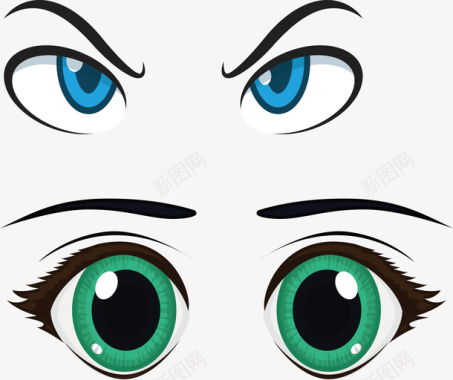 长发大眼睛美女手绘眼睛卡通眼睛图标图标
