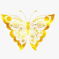 金色炫彩蝴蝶花纹图素材