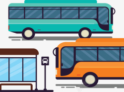 免抠城市公交进出站台的公交车高清图片