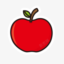 红色苹果水果简笔画矢量图素材